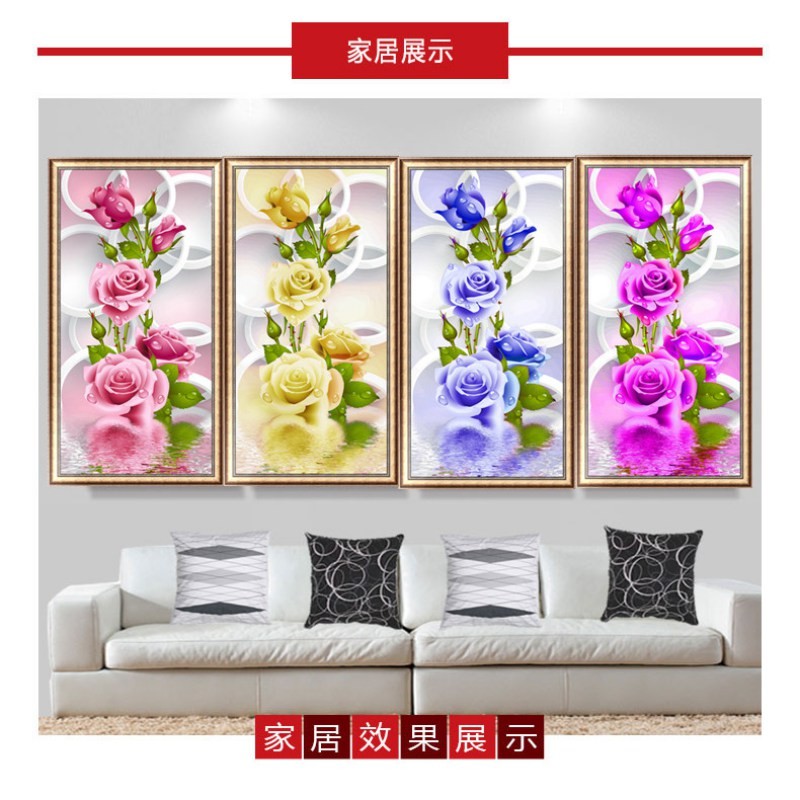 5D-Needlework-Diy-Diamond-Painting-Cross-Stitch-Pink-Rose-Diamond-Embroidery-Flower-Vertical-Print-r-32696018615