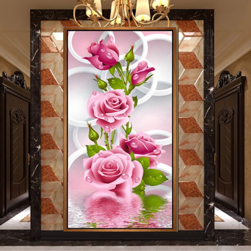 5D-Needlework-Diy-Diamond-Painting-Cross-Stitch-Pink-Rose-Diamond-Embroidery-Flower-Vertical-Print-r-32696018615