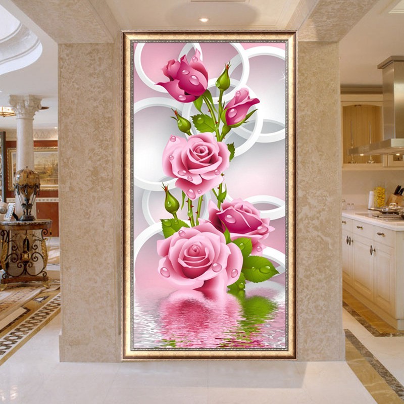 5D-Needlework-Diy-Diamond-Painting-Cross-Stitch-Pink-Rose-Diamond-Embroidery-Flower-Vertical-Print-r-32696018615