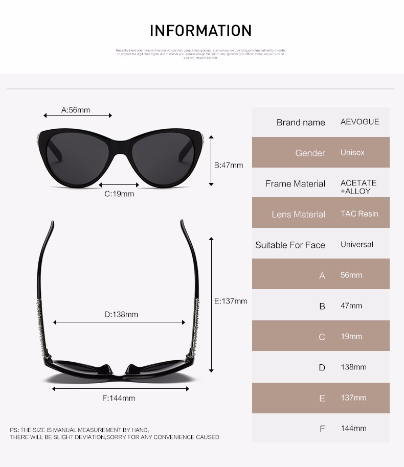 AEVOGUE-Sunglasses-Women-Cat-Eye-Acetate-Frame-Oval-Lens-Shades-Classic-Sun-Glasses-Original-Brand-D-32621531161