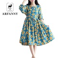 ARFANNY--dresses-2017-spring-new-women-Forest-art-leaves-floral-loose-large-size-cotton-dress-Small--32791882140