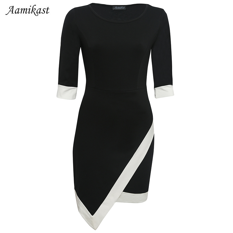 Aamikast-Women-Dresses-Hot-Sale-New-Fashion-Elegant-O-neck-Middle-Sleeve-Patchwork-Temperament-Charm-32268760638