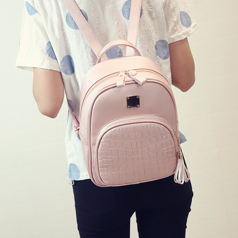 Alligator-Pattern-Girl-School-Bags-For-Teenagers--Women-Small-Backpack-Black-Leather-Women39s-Backpa-32698359956