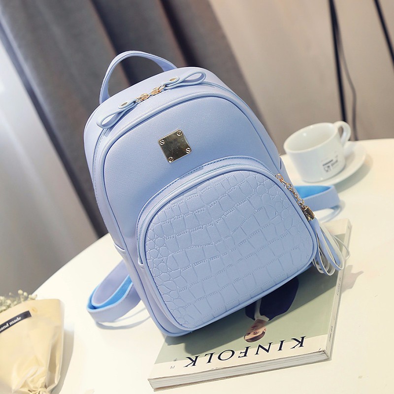Alligator-Pattern-Girl-School-Bags-For-Teenagers--Women-Small-Backpack-Black-Leather-Women39s-Backpa-32698359956