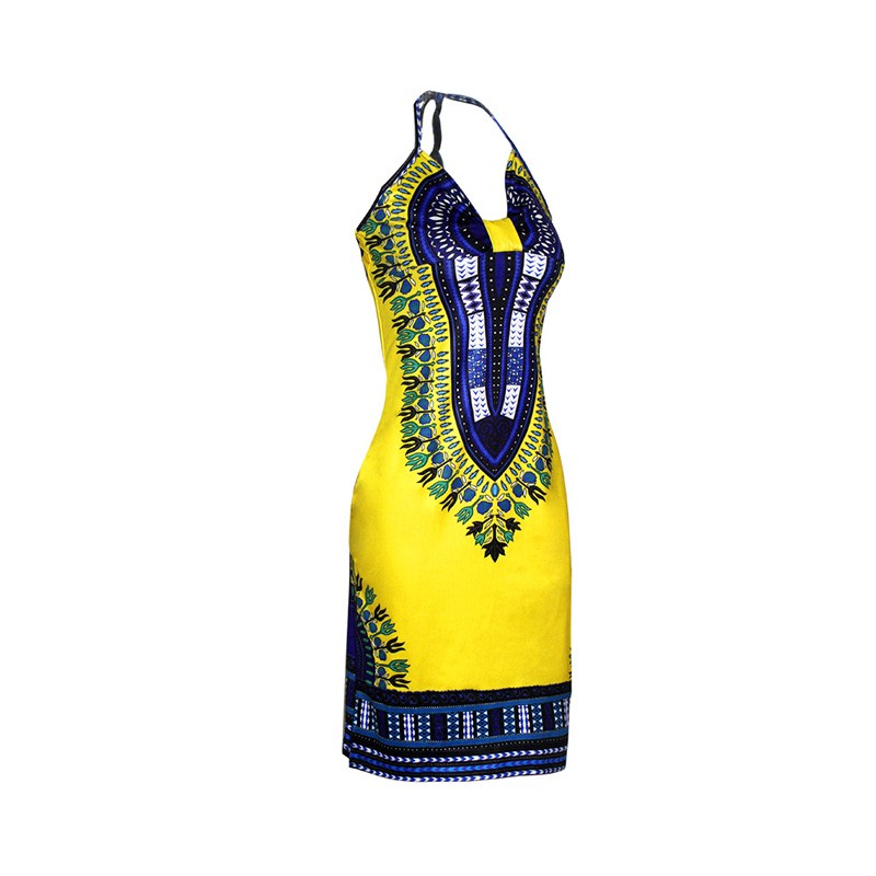 Aproms-Boho-Gypsy-Halter-Neck-Women39s-Dress-Sexy-Bodycon-Party-Sundress-Traditional-African-Print-D-32744073733