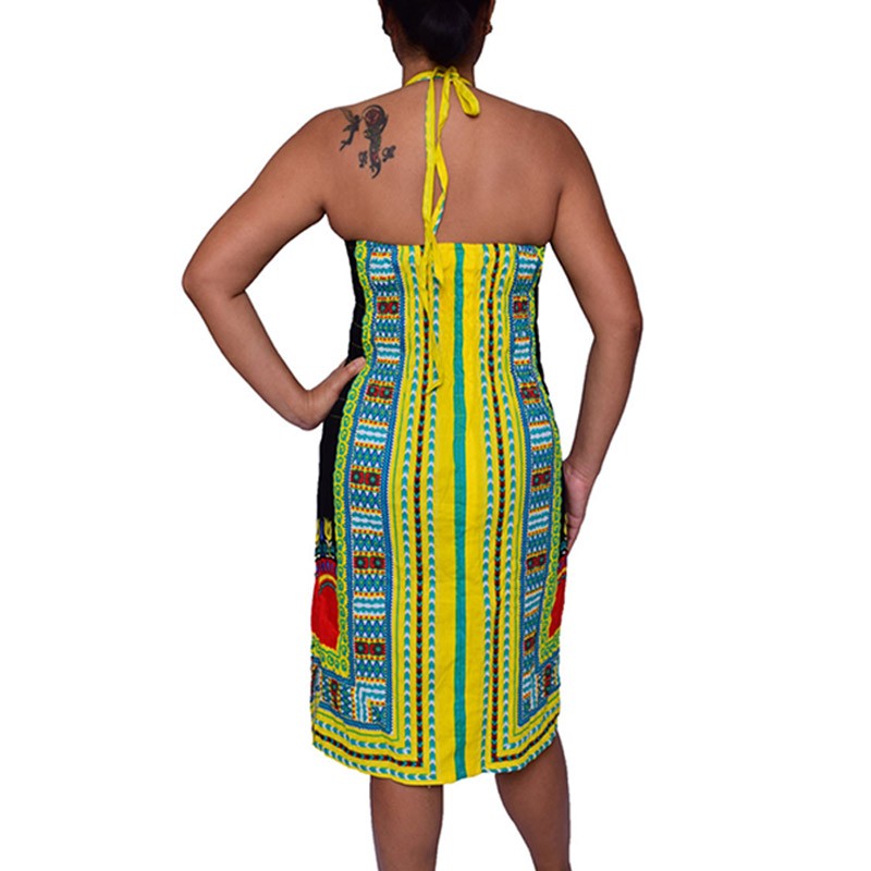 Aproms-Boho-Gypsy-Halter-Neck-Women39s-Dress-Sexy-Bodycon-Party-Sundress-Traditional-African-Print-D-32744073733