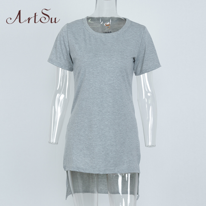 ArtSu-2017-Newest-Print-Long-Summer-T-Shirt-Dress-Women-Short-Sleeve-O-Neck-Straight-Grey-Club-Party-32639677259