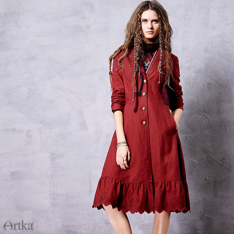 Artka-Women39s-2017-Spring-Claret-Embroidery-Lacing-Trench-Vintage-Turn-down-Collar-Long-Sleeve-Ruff-32787193244