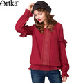 Artka-Women39s-Autumn-New-2-Colors-All-match-Woolen-Coat-Vintage-Turn-down-Collar-Long-Sleeve-Slim-F-32750833717