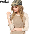 Artka-Women39s-Autumn-New-Solid-Color-KnittingampLace-Patchwork-Embroidery-Dress-Slash-Neck-Long-Sle-32719146061