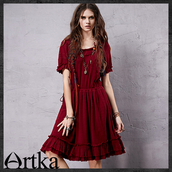 Artka-Women39s-Retro-Ethnic-Red-Dress-2015-Cool-Summer-New-Arrival-Vintage-Lady-Cotton-Dresses-Slim--32349509419