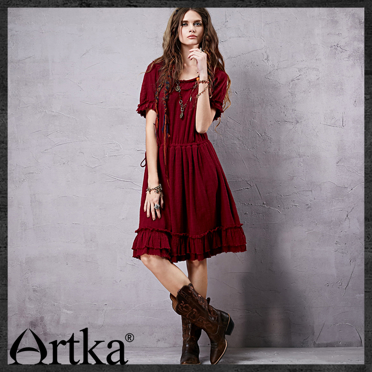 Artka-Women39s-Retro-Ethnic-Red-Dress-2015-Cool-Summer-New-Arrival-Vintage-Lady-Cotton-Dresses-Slim--32349509419