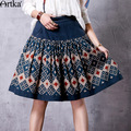 Artka-Women39s-Spring-New-Ethnic-Printed-Denim-Patchwork-Dress-Stand-Collar-Half-Sleeve-Dress-With-R-32624515454