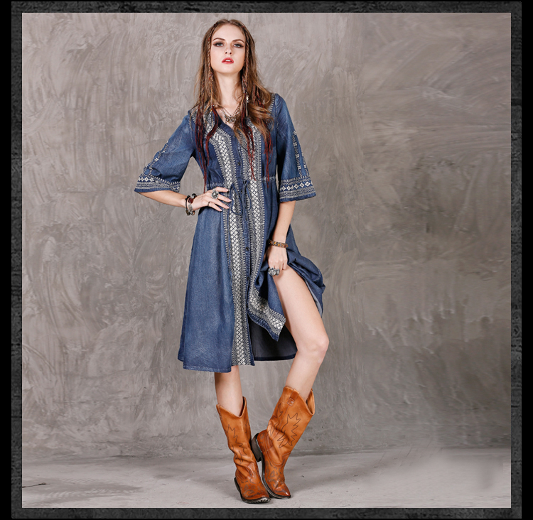 Autumn-Dress-2017-Yuzimay-Boho-New-Denim-Women-Dresses-V-Neck-Half-Sleeve-Loose-Embroidery-String-Wa-32728004843