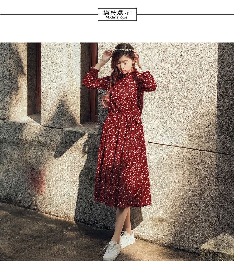 Autumn-Dress-Floral-Print-Velour-Pleated-High-Waist-Vintage-Dress-Oversize-Long-Sleeve-Loose-Casual--32640705663