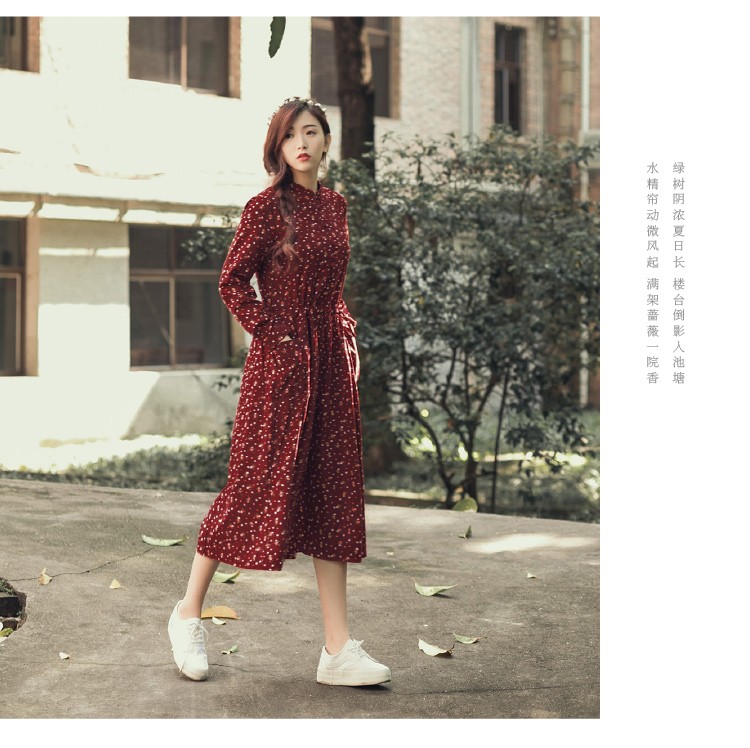 Autumn-Dress-Floral-Print-Velour-Pleated-High-Waist-Vintage-Dress-Oversize-Long-Sleeve-Loose-Casual--32640705663