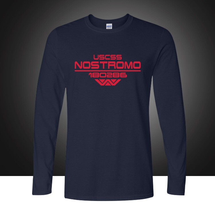 Autumn-USCSS-Nostromo-Printed-T-Shirt-Cotton-Prometheus-Alien-Weyland-Yutani-T-shirt-Mens-Longt-Slee-32708056355