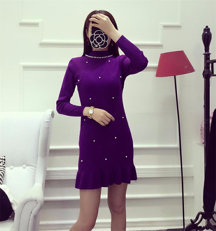 Autumn-Winter-Women-Dress-Solid-Color-Beading-Collar-Sweet-Graceful-Knitting-Dress-Long-sleeved-Wint-32572216170