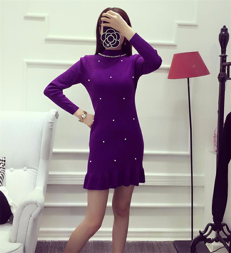 Autumn-Winter-Women-Dress-Solid-Color-Beading-Collar-Sweet-Graceful-Knitting-Dress-Long-sleeved-Wint-32572216170