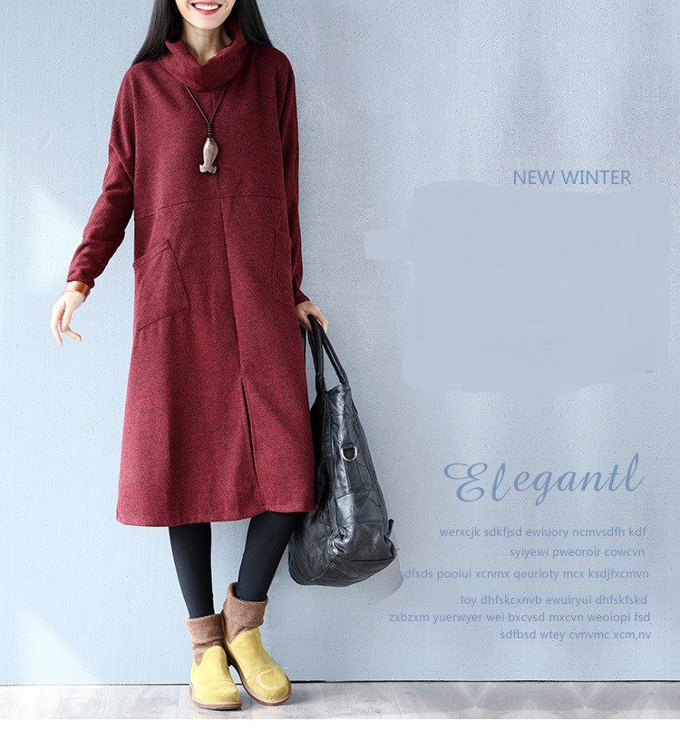 Autumn-Winter-Women-Long-Fashion-Dress-Turtleneck-Cashmere-Full-Sleeve-Female-Vestidos-Khaki-Wine-Re-32763314064