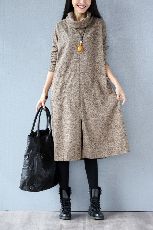 Autumn-Winter-Women-Long-Fashion-Dress-Turtleneck-Cashmere-Full-Sleeve-Female-Vestidos-Khaki-Wine-Re-32763314064