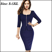 Autumn-Women-Casual-Wear-To-Work-Office-Business-Sheath-Fitted-Colorblock-Pockets-Bodycon-Pencil-Dre-32758429055