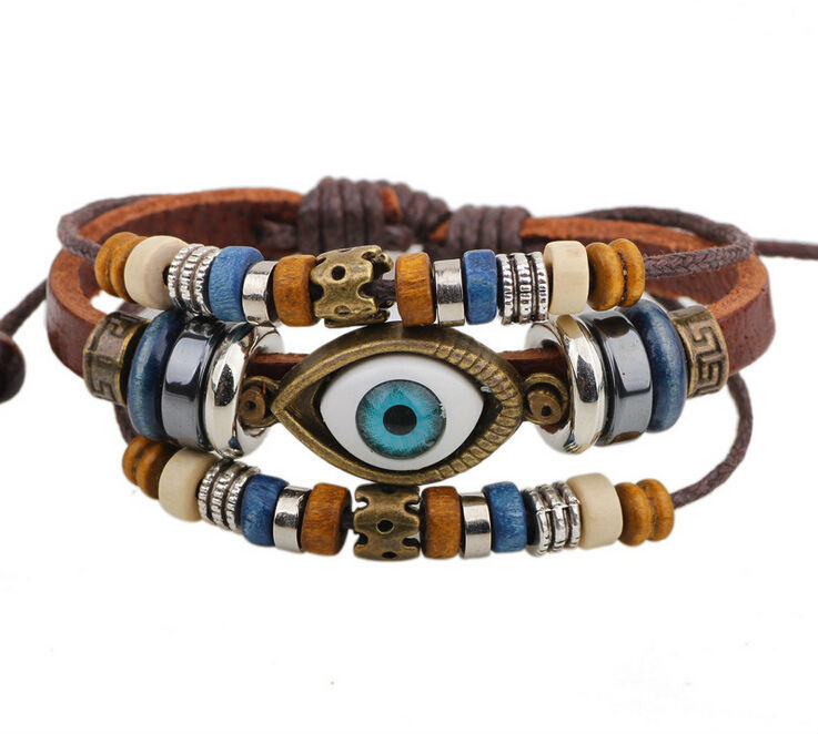 BA172-Wholesale-Handmade-6-Color-Turkish-Evil-Eye-Leather-Adjustable-Bracelet-Wristband-Jewelry-Bijo-32253705550