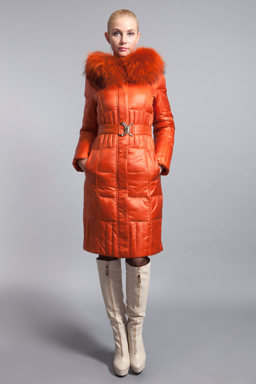 BASIC-EDITIONS-new-women39s-winter-down-coat-fox-fur-collar-jacket---12W-54-32240435952