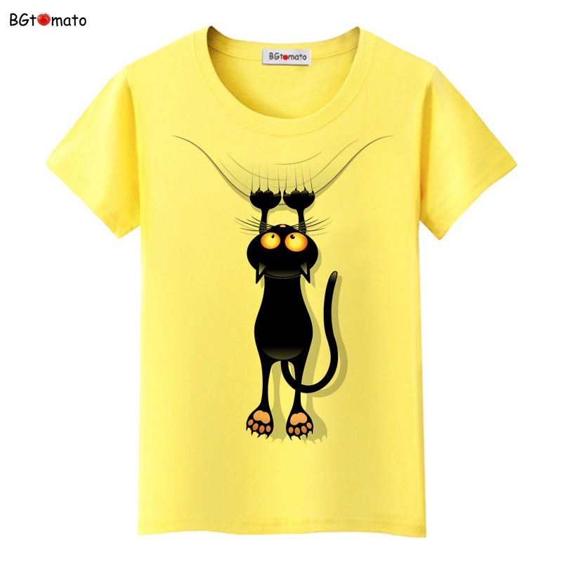 BGtomato-Hot-sale-summer-naughty-black-cat-3D-t-shirt-women-lovely-cartoon-shirt-Good-quality-comfor-32364433731