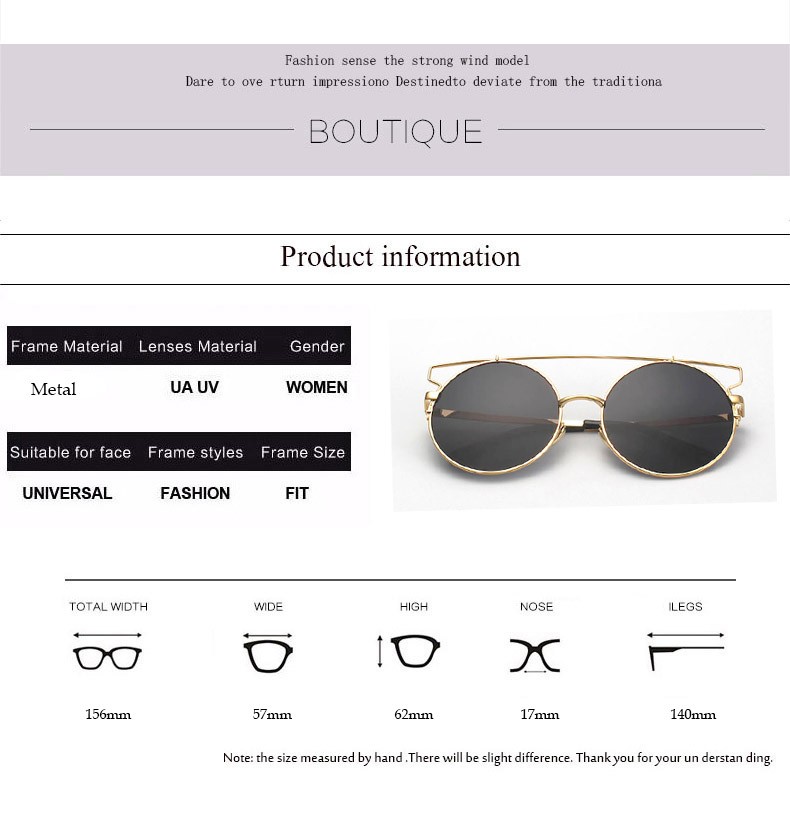 BOUTIQUE-Round-Women-Flat-Top--Cat-Eye-Sunglasses-Women-Brand-Designer-Double-Bridge-Frame-Glasses-H-32722408126