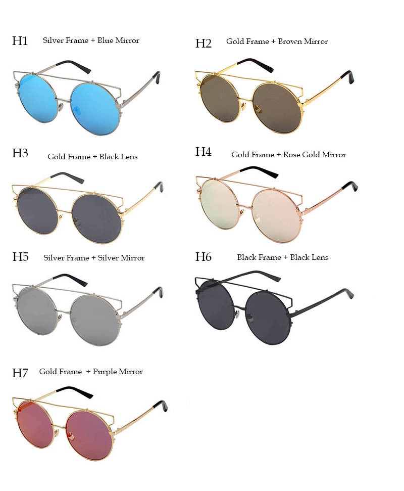 BOUTIQUE-Round-Women-Flat-Top--Cat-Eye-Sunglasses-Women-Brand-Designer-Double-Bridge-Frame-Glasses-H-32722408126