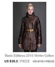 Basic-Editions-Autumn-Fall-Metallic-Silk-Fabric-Cotton-Coat-Jacket-with-Raccoon-Fur-Collar-and-Belt--32225126441