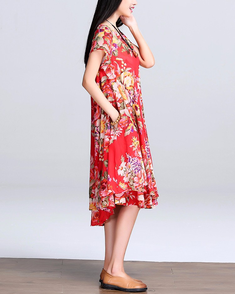 Beach-Dress-O-Neck-Short-Sleeve-Floral-Print-Chiffon-Pleated-Dress-Big-Hem-Casual-Vintage-Dress-Plus-32679174607