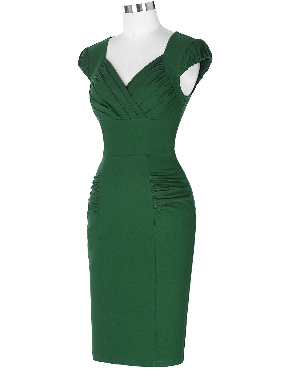 Belle-Poque-Women-Sheath-Dresses-New-Arrival-V-Neck-Cotton-Dark-Green-Bandage-Bodycon-Work-Wear-Eleg-32773623539