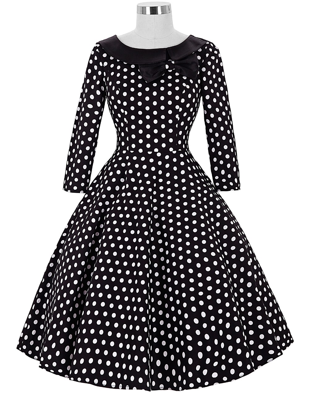 Belle-Poque-Women-Skater-Robe-Vintage-Summer-Dresses-2017-34-Sleeve-Polka-Dot-Tunic-Party-Casual-Wea-32621824420