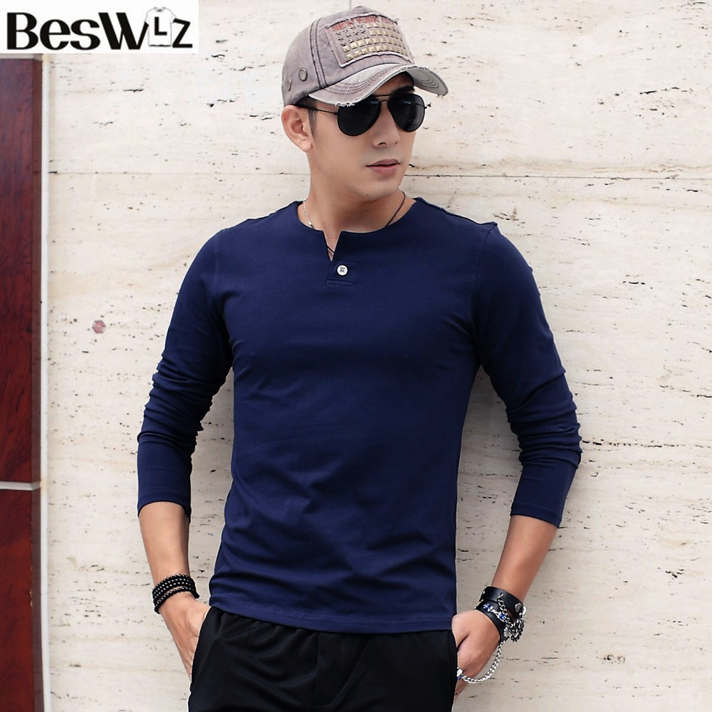 Beswlz-Men-T-Shirts-Long-Sleeve-V-Neck-Fashion-Casual-Style-Cotton-Slim-Men-T-Shirt-Brand-Clothing-M-32585940208