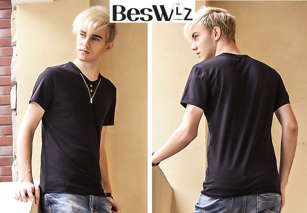 Beswlz-Men39s-Short-Sleeve-V-Neck-T-Shirts-Summer-Cotton-Slim-Brand-Clothes-Fashion-Casual-Style-T-S-32615452318