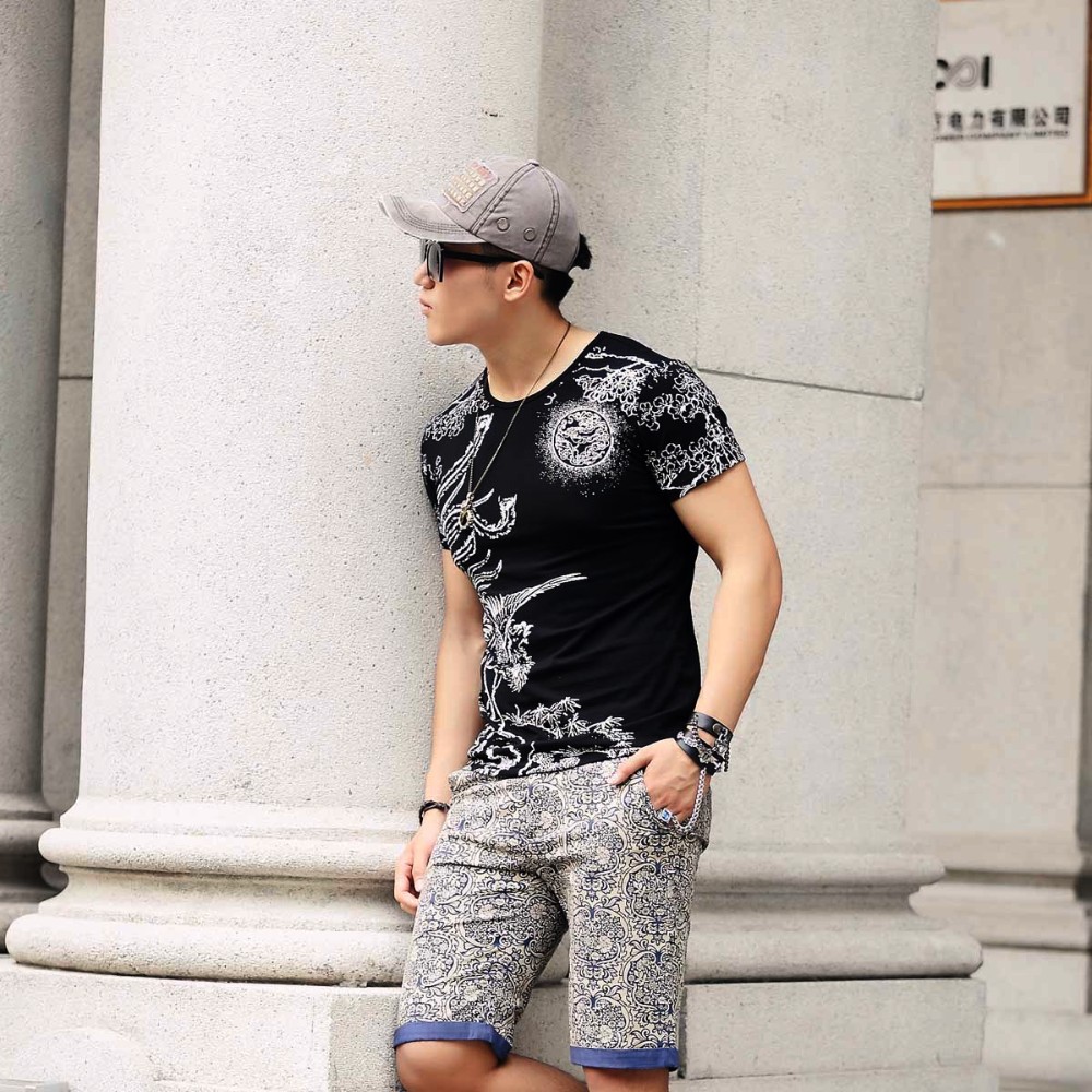 Beswlz-Summer-Men-Printed-T-Shirts-Short-Sleeve-O-Neck--Men-Cotton-Slim-Print-Pattern-Casual-T-Shirt-32479403170