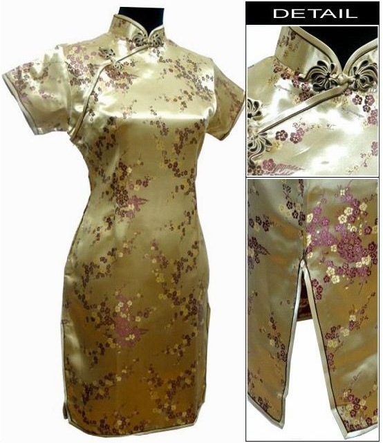 Black-Traditional-Chinese-Dress-Mujer-Vestido-Women39s-Satin-Qipao-Mini-Cheongsam-Flower-Size-S-M-L--930001840