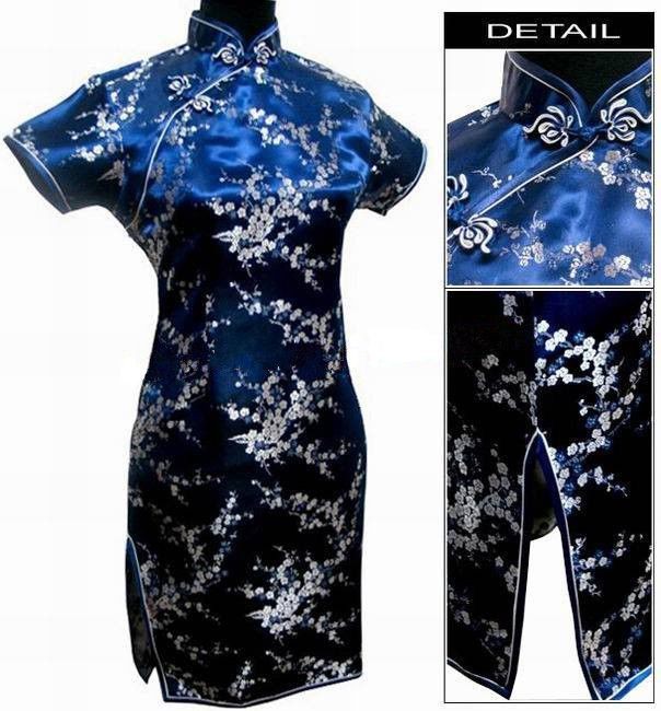 Black-Traditional-Chinese-Dress-Mujer-Vestido-Women39s-Satin-Qipao-Mini-Cheongsam-Flower-Size-S-M-L--930001840