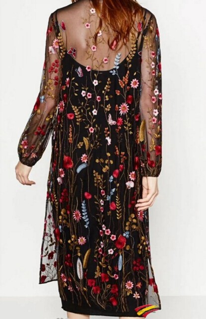 Bohemian-Black-color-Colored-Flower-Embroidery-Mesh-Dress-2017-New-Woman-Fringed-V-neck-Side-Slit-Lo-32779154307