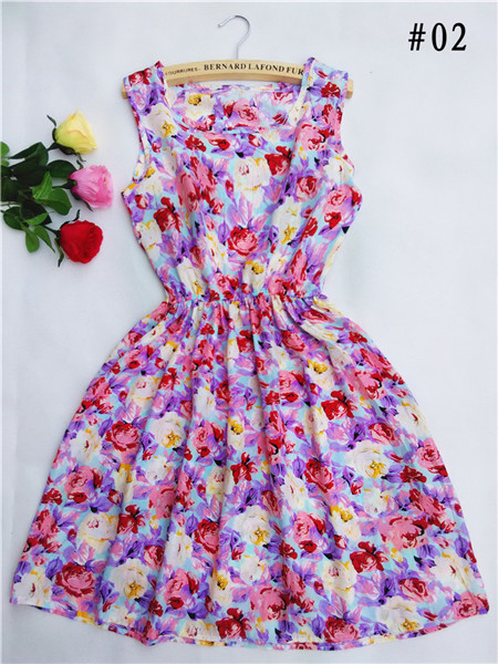 Brand-Fashion-Women-New-Apricot-Sleeveless-Round-Neck-Florals-Print-Pleated-Dress-2015-Saias-Feminin-32281697810