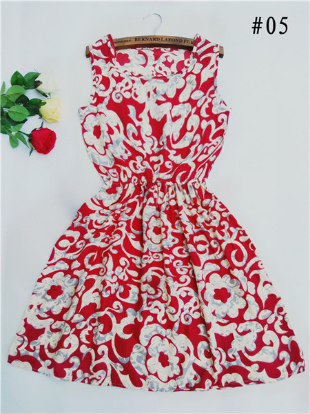 Brand-Fashion-Women-New-Apricot-Sleeveless-Round-Neck-Florals-Print-Pleated-Dress-2015-Saias-Feminin-32281697810