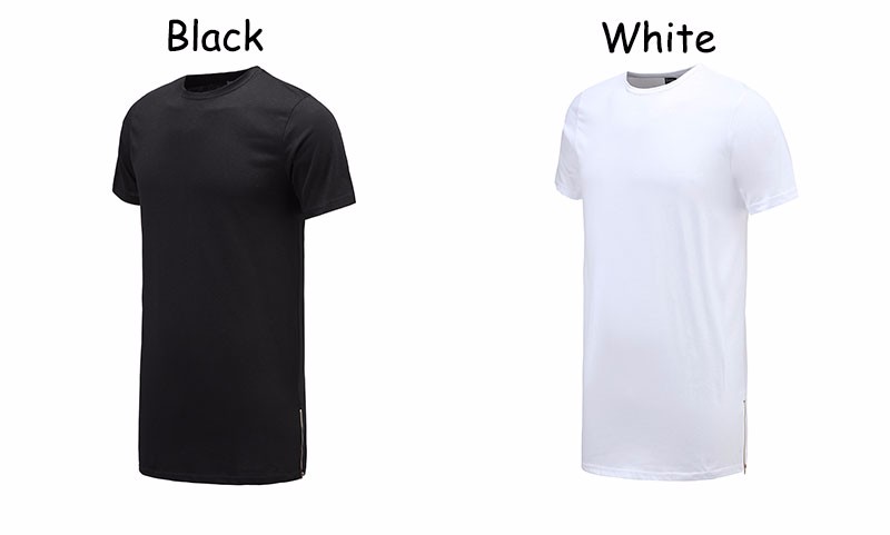 Brand-New-Clothing-Men39s-Black-cotton-t-shirt-Hip-Hop-Short-Sleeve-longline-Regular-t-shirt-Zip-O-n-32787460447