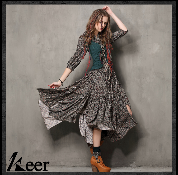 Brand-style-Women39s-Bohemian-Dress-2015-New-Arrival-irregular-Wide-Hem-Design-Comfortable-Vintage-E-32457875388