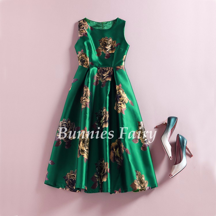 BunniesFairy-STOCK-CLEARANCE-50s-Vintage-Elegant-Rose-Retro-Flower-Floral-Print-Green-Vest-Dresses-S-32433817704