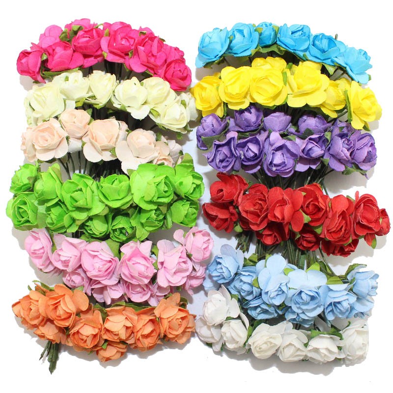 CCINEE-144PCS-One-lot--1cm-Head-Multicolor-Artificial-Paper-Flowers-Rose-Used-For-Decorative-Gift-1551937495
