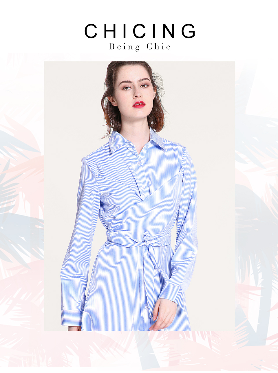 CHICING-High-Street-Women-Sashes-Striped-Shirt-Dress-2017-Turn-down-Collar-Lace-Up-Empire-Long-Sleev-32789278580