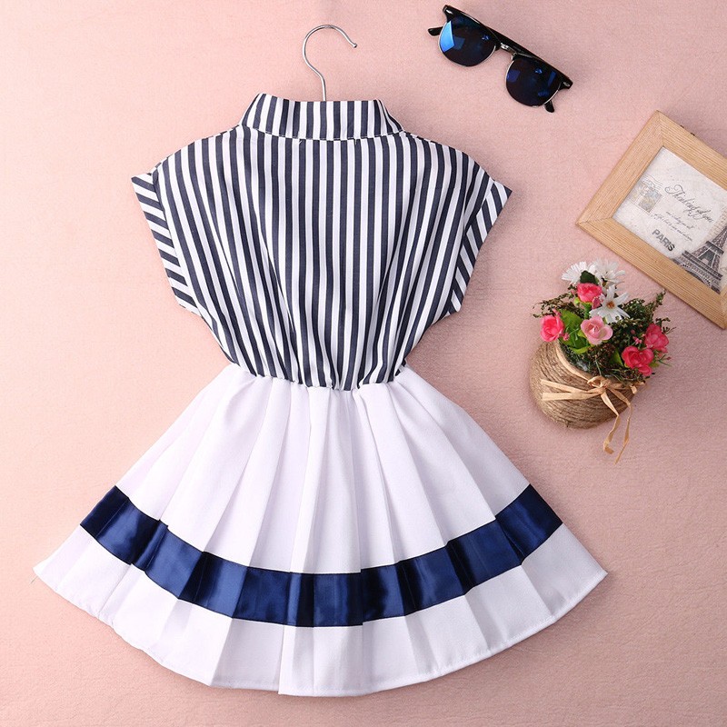 CHINGROSA-Novelty-Navy-Blue-Striped-Print-Pleated-Girls-Dresses-Cotton-Summer-2017-Navy-Dress-Kids-G-32662327129