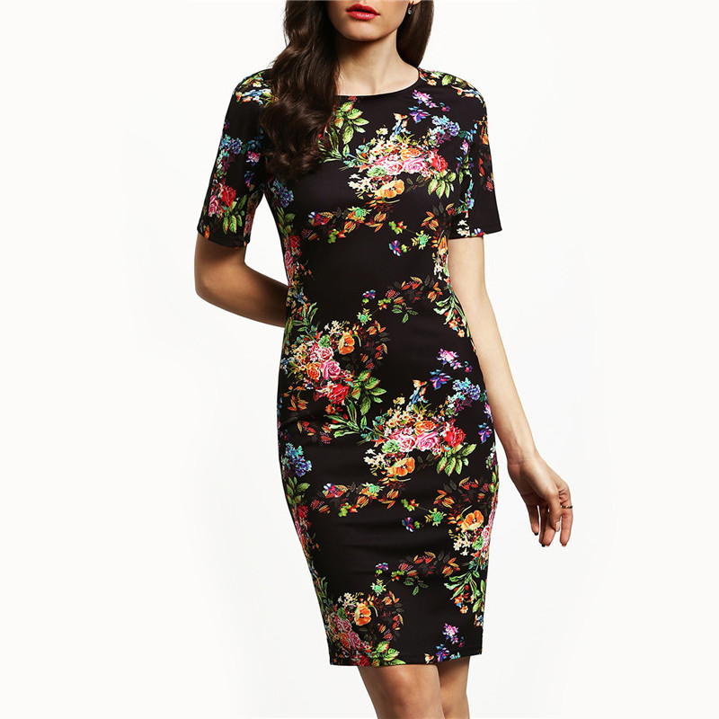 COLROVIE-2016-Vintage-Print-Summer-Style-Bodycon-Women-Dresses-Ladies-Short-Sleeve-Crew-Neck-Floral--32658354676